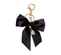 CRFFZ Porte-clés élégant en alliage léger avec nœuds en ruban pour sacs, clés, porte-clé pour sac pour femmes et filles, Noir , Pearl Pendant