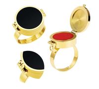 CRGANGZY Anneau-Ballon Lèvres, Design Vintage 2-en-1 Ajustable avec Compartiment Secret pour Médicaments d’Urgence, Sangle de Sécurité Facile à Toucher Rapidement (Or Noir)