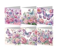 CRGANGZY Cartes de voeux de peinture en diamant, Rose Pattern Rignestone Art Mosaic Cartes postales pour la famille Amour Friends, Crystal Art Cards for Birthdays Thanksgiving et Noël