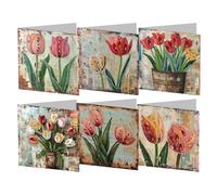 CRGANGZY Cartes de voeux de peinture en diamant, Tulip Pattern Rhingestone Art Mosaic Cartes postales pour la famille Amour Friends, Crystal Art Cards for Birthdays Thanksgiving and Christmas
