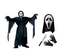 CRGANGZY Costume Grim Reaper Halloween pour enfants et adolescents, avec masque et gants, vêtements effrayants pour fêtes
