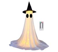 CRGANGZY Décoration de fantômes d'Halloween avec des lumières à cordes télécommandées, gênant fantôme effrayant extérieur, ornement de bureau à spectre flottant effrayant pour le porche jardin hallowe