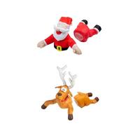 CRGANGZY Décoration Noël Animée Pères Noël et Rennes S'écrasant sur Fenêtre avec Autocollant Vitre Cassée et Animation (2 pièces)