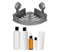 CRGANGZY Étagère d'angle à Ventouse Triangulaire, sans perçage, équipée de Crochets, antirouille, Fixation Murale pour Salle de Bain, Cuisine, Maison, Rangement Pratique, Gris, 1 pièce