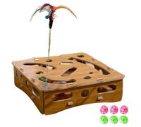 CRGANGZY Jouet interactif pour Chat, boîte énigme à gratter pour Chasse et Jeu, avec 6 balles et Plumes pour stimuler Votre félin, Puzzle d'enrichissement pour Chats