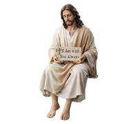 CRGANGZY Statue de Jésus en résine, Figurine de Bureau avec Inscription « Je suis Toujours avec Vous » - Miniature Artisanale de Jésus Christ, au Bureau ou sur Le Tableau de Bord de Voiture