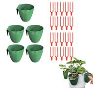 CRGANGZY Tasses de Propagation pour Fraises, Design Respirant avec Fourche de Support pour Runners, jardinières suspendues pour Balcon, Serre ou Jardin, kit de Tasses à raciner (L, 5 pièces)