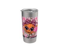 Cri effrayant de citrouille d'Halloween pour crème glacée à rayures roses Gobelet isotherme en acier inoxydable double paroi