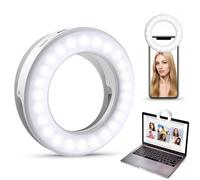Criacr Lampe à Selfie pour Téléphone Portable, Lampe à Anneau, Lampe à 40 LED avec 3 Niveaux de Luminosité, USB Rechargeable pour Selfie pour Tous Les Téléphones Portables, Tablettes et Photos-blanc