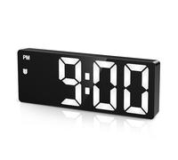 Criacr Réveil Numérique, Horloge Digitale avec Écran LED, Horloge Numérique avec Touche Snooze, Reveil Matin Affiche Date, DST, USB/Batterie, Mode Nuit, Boîtier Noir et Chiffres Blancs