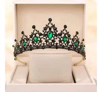 Criara couronnes pour femmes Baroque Black Crown For Women Wedding Bridal Tiara Hair Accessoires Vintage Crystal Bride Tiaras and Crowns Mariage Queen Crown (Couleur: Blue Zinc plaqué)