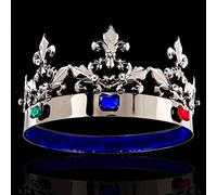Criara Crowns for Women Baroque Vintage Royal Men King Crowns Metal Round Big Black Sliver Tiaras Queen Couronnes Femmes Prom Party Costume Pageant Diadem (Couleur: Black Sliver 1)