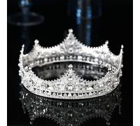 Criara Crowns for Women Crystal Round Crystal Tiaras and Crowns for Women Men King Queen Royal Party Bridal Wedding Head Jewelry Accessoires 9