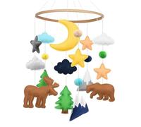 Crib Babies Mobile - Créatures de la forêt - Jouet suspendu pour bébé - Cloche de lit en bois naturel portable - Aide aux - Téléphone portable rotatif apaisant pour l'hôpital pour la