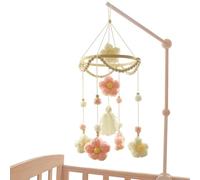 Crib Baby Mobile, Woven Flowers Crib Decoration, 7.87x3.94x3.94 Inches, Soothing Rotating Hanging Toy, Colourful Nursery Accent for Boys Girls Bedroom Wall Bassinet Daycare