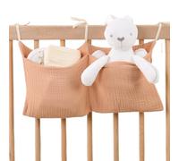 Crib Hangable Organiseur - Nursery Bedside Storage Caddy, Child Cot Pocket Holder | Two Compartment Childern Essentials Organizer Tidy Solution Space Saving Design, Hanging Diaper Accessory Pouch