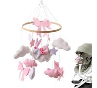 Crib mobile - 15,75x9.06 pouces Ornement de lapin au crochet pour bébé, jouet sensoriel rotatif avec design bohème, décoration de pépinière pour le mur de la fenêtre de basset, affichage du salon et c