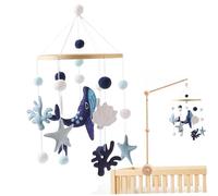 Crib mobile 18x8 baleine, corail, étoiles de mer et mobile bébé de coquille pour berceau avec anneau support bambou pour attirer l'attention bébé, favoriser le développement l'œil/pied