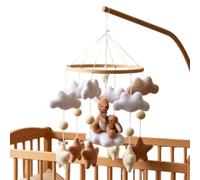 Crib Mobile, Bunny Double Hanging Toy, Cute Nursery Decor with Smooth Rotating Motion Design System, Soft Sturdy Fabric Construction Build for Bedroom Cradle Nursery and Sleep Time