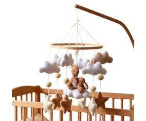 Crib Mobile, Bunny Double Hanging Toy, Cute Nursery Decor with Smooth Rotating Motion Design System, Soft Sturdy Fabric Construction Build for Bedroom Cradle Nursery and Sleep Time
