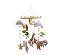 Crib Mobile - Felt Artisanal, Drôle Sensoriel, Bébé Berceau Mobile | Pour Le Développement Apaisant Jouer Entertainment Boys Girls Room Daycare Chambre De Garderie | Cloche De Lit Du Monde Animal, Clo