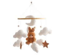 Crib Mobile Girls - Luxurious Velvet Nursery, Whimsical Bunny Illustration, Handsewn Textile Infent Decoration Accessory | Artisanal Plush Bassinet Ornament Keepsake, Princess Bedroom Showcase Display