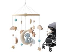 Crib Mobile, Hangable Stroller Toy, Rotatable Soothing Bell, Gentle Music Feature, Soft Colorful Design, Ideal for Babies, Nursery, Playpen, New Parents, Childcare Provider, 17.72x9.06 Inches