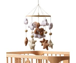 Crib Mobile Hanging Toy - Boho Plush Cloud Star Bunny Design for Nursery Decor | Soft Fabric Material with Gentle Motion Feature, Soothing Bed Cradle Accessory for Sleep Decoration