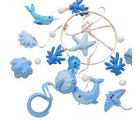 Crib Mobile - Marine Theme Hangable Baby Cribs Toy with Soothing Bed Bell, Nursery Decor for Kids, Ceiling Hanging Photo Prop for New Parents, Stroller, and Playpen Use, 19.69x9.06 inches