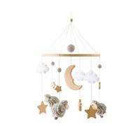 Crib Mobile, Nursery Bassinet Pendant, Musical Portable Bohemian Crib, Soft Soothing Design for Visual, Auditory Stimulation, Stroller, Sturdy Construction, 16.93x8.86 Inches
