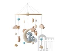 Crib Mobile Nursery Hanging Toy, capteur éducatif, Stimulating Soft Plush Rotating Feature, Neutral Color for Baby Stroller Playpen Nursery Rooms, 17,72 x 9,06 Inches