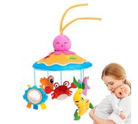 Crib Mobile Toy, Baby Bassinet Mobile Hanger Bell, Rotating Cute Animal Nursery Decor, Educational Toys for Girls Boys, Stroller Accessories, 12.99x9.84x9.84 inches