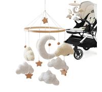 Crib Mobile - Wood 45x23cm | Rotating Soothing Aesthetic | Bohemian Crib Mobile Cloud For Bedroom Living Room Wall Window Home Boys Girls Prechoolers Young Child