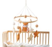Crib Mobile - Wooden, Felt Soothing Sleep Aid Attachment Stars And Bird Des