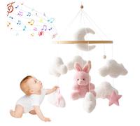 Crib mobiles pour bébés, lapin et nuage en feutre carillon mobile, mignon dessin animé bébé berceau de suceur mobile pour garçons et filles nouveau-nés