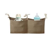 Crib Pocket - 45g Pure Cotton Gauze Nursery Diaper Crib Organizer Portable Bedside Bag | Cotton Organizing Bag With 2 Pockets Multiple-Use Bedding For Feeding Bottle