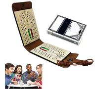 Cribbage Board Travel Set,Ultimate Leather Wraparound Touring Cribbage Board-Take The Game Anywhere,with Faux Leather Case and Pegs,Children, Family Celebrations,Camping,Girls,Adults-A