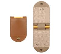 Cribbage Travel Game Set, PU Leather Foldable Board Kit, Metal Peg Scoring System, Portable Card Game Accessory, for Picnics Family Gatherings Parties Home Travel Outdoor Entertainment Use