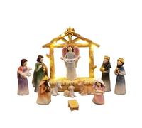 Cribe De Noël - Ensemble De Berceau De Noël | Jésus Nativité Figure Décoration De Table De Scène De Noëll | Figures Naturelles Décoration De pour La Chambre De Table De Salon De L'école (12 Pièces
