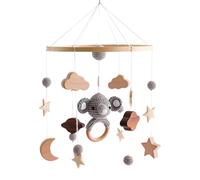 Cribe mobile en peluche - Moon en bois et étoiles Bébé mobile, porte-mobile bébé | 17.32x9.06 pouces Wind Chime Berceau suspendu Ornement de pépinière, Bassinet Mobiles Cot Mobile, Bel Bell Charm pour