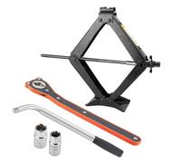 Cric 3 tonnes - Cric ciseaux pour SUV et voitures - Cric en acier avec clé à cliquet de voiture et clé à écrou de roue avec inserts de 17/19 mm et 21/23 mm - Hauteur de levage : 100 mm - 410 mm