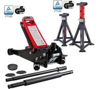 Cric de manœuvre AREBOS 3T plat + 2 chandelles | Capacité de charge 3t