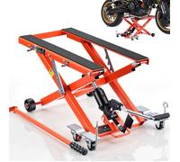 Cric de Moto à Ciseaux-VEVOR-Pont Élevateur Hydraulique Portable Charge 499 kg Plage de Levage 12-38,5 cm, avec 6 Roues