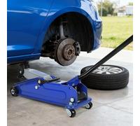 Cric de voiture hydraulique à profil bas de 3 tonnes, cric roulant robuste à levage rapide avec roues, portée de levage de 12,7 à 38,6 cm, capacité de 2993,7 kg (bleu)