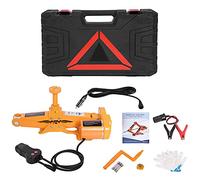 Cric Electrique de Voiture 3T, 12V CC Cric électrique à ciseaux Hauteur de levage à deux niveaux (12-35cm et 17-42cm) avec coffret de rangement et gants pour SUV, fourgonnettes, ateliers