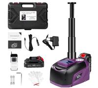 Cric Électrique Voiture 5T avec Batterie 2,0Ah et Chargeur, Levée 150-450mm | Kit de Cric Hydraulique 12V avec Lumière LED et Télécommande, pour Voiture, SUV, Monospace et Berline