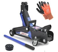 Cric hydraulique 2 T, 140-310 mm + support en caoutchouc + gants de montage + chandelle d'essieu, cric de manœuvre, cric tout-terrain, SUV, Jeep, camping-car, cric de voiture professionnel (hauteur de