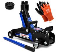 Cric hydraulique 2 T, 140-310 mm + Support en Caoutchouc + Gants de Montage + chandelle d'essieu, cric de manœuvre, cric Tout-Terrain, SUV, Jeep, Camping-Car, cric de Voiture Professionnel