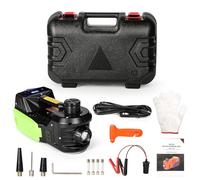 Cric Hydraulique 5T 4 en 1 Cric Electrique Hauteur de Levage 155mm-450mm Cric Portable pour Voiture SUV MPV Berline avec Lumière LED Pompe à Pneu Boîte à Outils