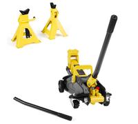 Cric Hydraulique à Profil Bas 2 T-Duoku-Cric Rouleur en Acier avec Chandelles, Hauteur de Levage 13-31 cm, Idéal pour SUV